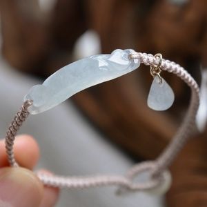 Icy White Jadeite Nylon Cord Bracelet